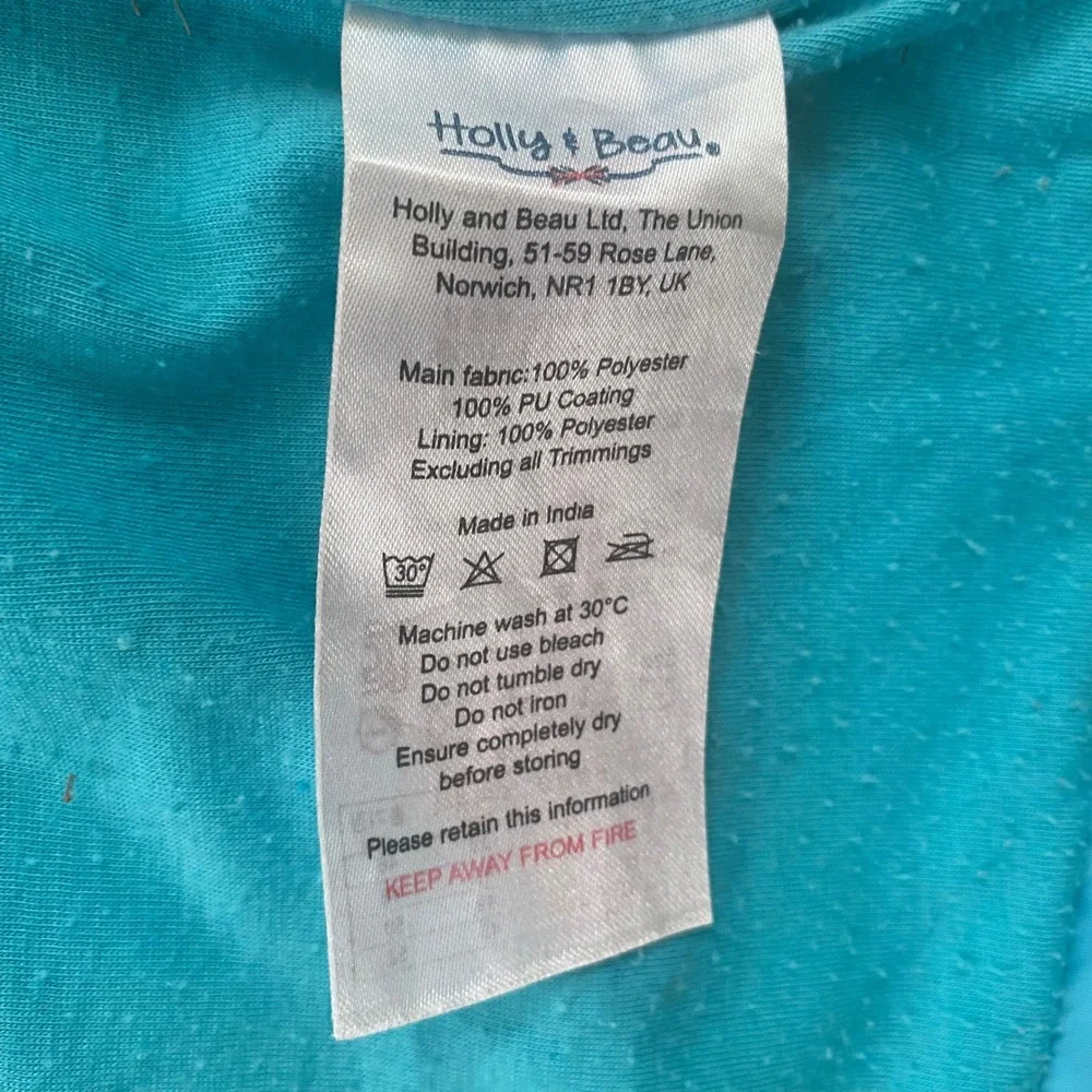Holly & Beau Kids Color Changing Raincoat Blue Dog Cat Packable Jacket 5-6Y